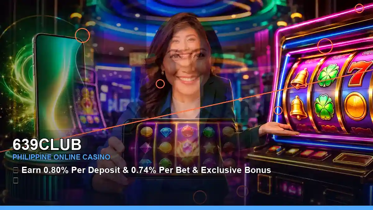 639CLUB reels-style casino bonus games featuring an adult Filipina casino host in a right-side close-up composition